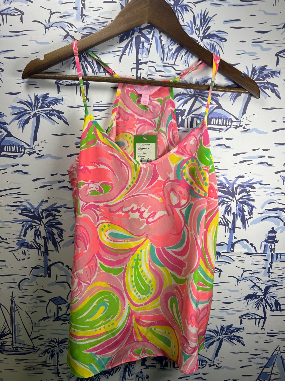 Lilly Pulitzer Pink Neon Paisley Silk Cami